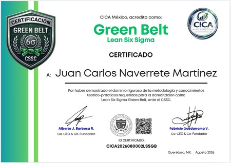 Certificado Green Belt - Juan Carlos Navarrete Martínez